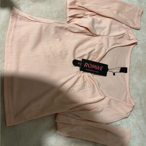 ROMWE Light Pink Striped Top